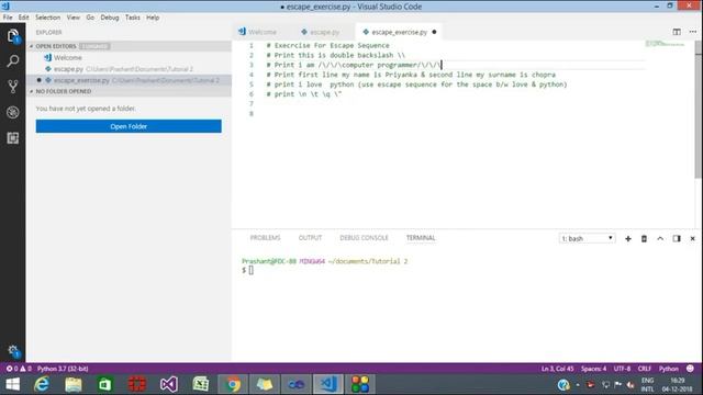 #6 Python Tutorial | Python Tutorials For Beginners | Escape Sequence Exercise (HINDI) смотреть онлайн
