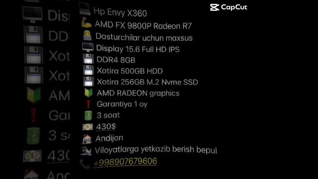 Hp Envy X360. AMD FX 9800P Radeon R7. Viloyatlarga yetkazib berish bepul. +998907679606. #notebook смотреть онлайн
