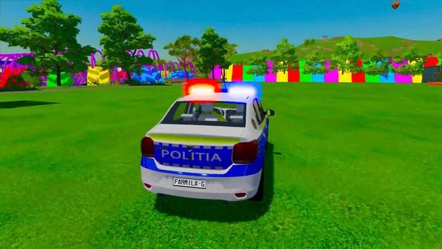 ALL POLICE CARS VS COLORED OBSTACLE COURSE! Farming Simulator 22 смотреть онлайн