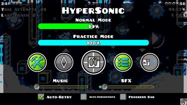 Играю и тренирую Hypersonic! Gemetry dash! смотреть онлайн