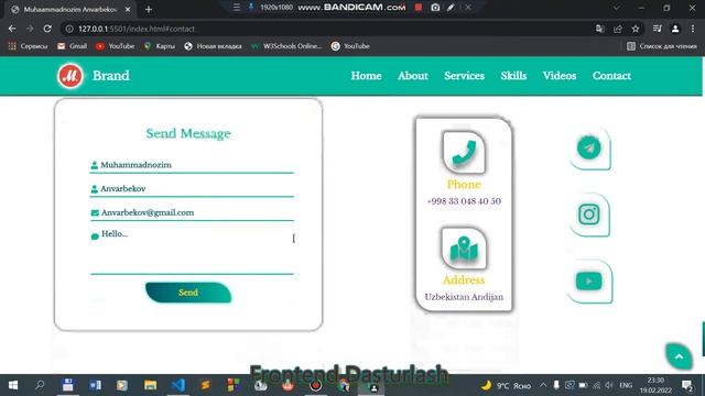 Frontend Dasturlash || html css va javascript yordamida Portfolio web sayt yaratish смотреть онлайн