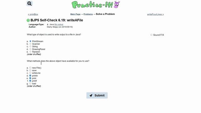 Java Practice It || 6.19 writeAFile || file, output смотреть онлайн