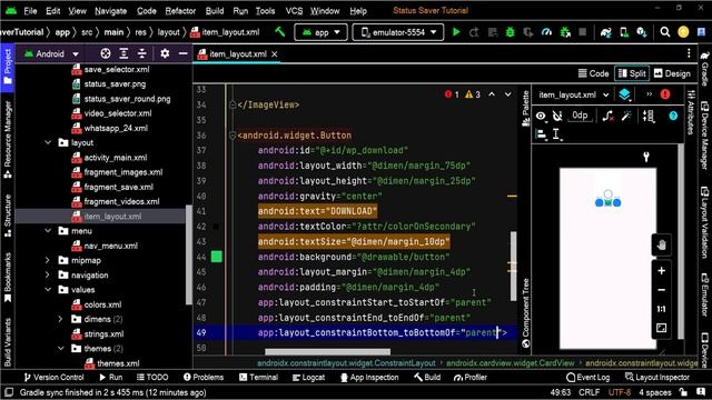 How To Create WhatsApp Status Saver App in Android Studio Tutorial || Kotlin || UI Design || Part-1 смотреть онлайн