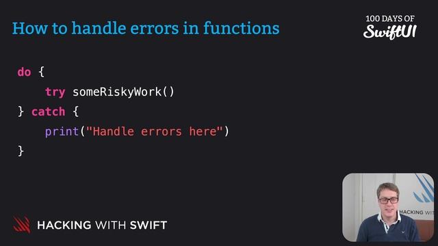How to handle errors in functions – Swift for Complete Beginners смотреть онлайн
