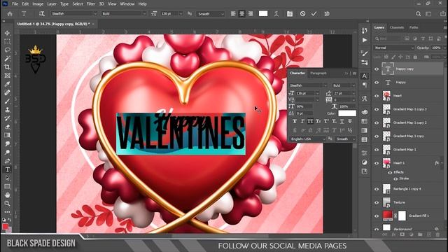 Happy Valentines Day Poster Design in | Photoshop 2021 Tutorial | смотреть онлайн