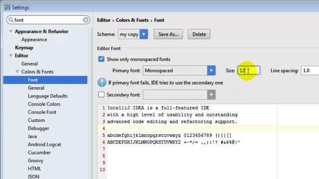 How to change font size in intellij IDEA смотреть онлайн
