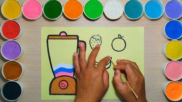 Mixer blender sand painting, coloring various fruits for children ❤ | How to draw and color смотреть онлайн