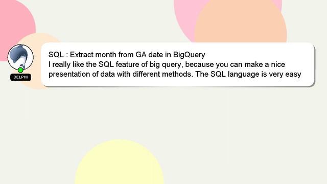 SQL : Extract month from GA date in BigQuery смотреть онлайн