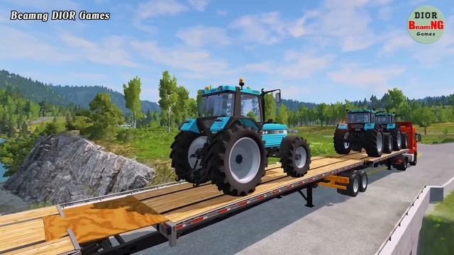 Double Flatbed Trailer Truck vs speed bumps|Busses vs speed bumps|Beamng Drive|533 смотреть онлайн