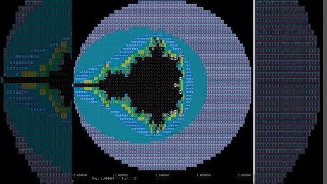 Mandelbrot Fractal Color Text, Full Circle, Iteration Limits To 22, 12pt. смотреть онлайн