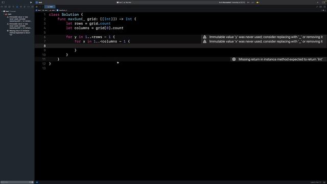 2428. Maximum Sum of an Hourglass Swift Solution смотреть онлайн