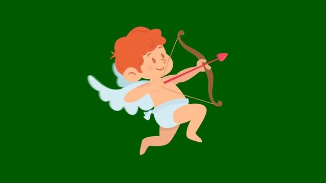 Flying cute Cupid aiming with arrow and bow Green screen смотреть онлайн