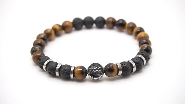 Браслет подарок Водолею из тигрового глаза и лавы смотреть онлайн