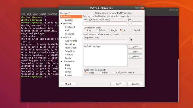 install putty on ubuntu 18.04 смотреть онлайн