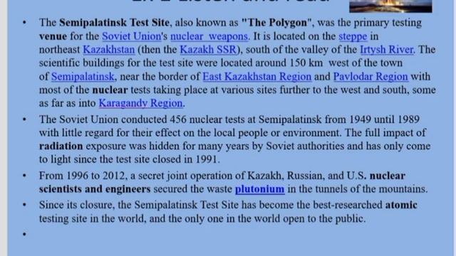 Theme: The Semipalatinsk Test Site. Школа-лицей #4 с.Кордай смотреть онлайн