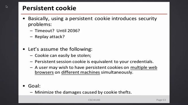 CSCI 4140 Lecture: Persistent HTTP Cookies (Feb 2) смотреть онлайн