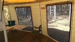 Автомобильный тент маркиза Комби2500 на прицепе Кочевник