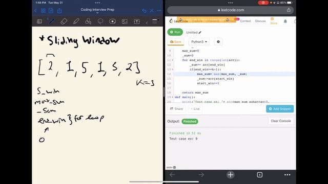 Leetcode Maximum Sum Subarray of Size K (easy) explanation and code Python3 Solution смотреть онлайн