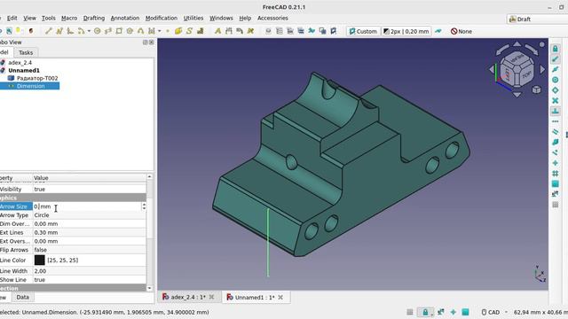 FreeCAD Указать размер в области 3d - Draft смотреть онлайн
