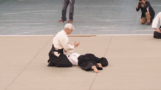 56-я Всеяпонская демонстрация айкидо (2018). (Досю) Моритеру Уэсиба