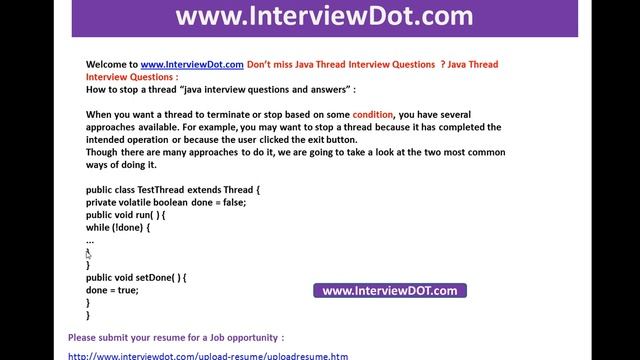 How to stop a thread java interview question and answer interviewdot job portal смотреть онлайн