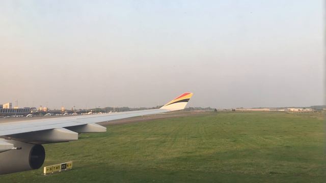 KF343 Air Belgium A340-300 Landing At Brussels South Charleroi Airport