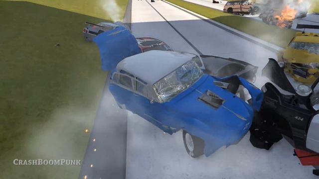 Massive Spike Strip Pileup Crashes #3 – BeamNG Drive | CrashBoomPunk