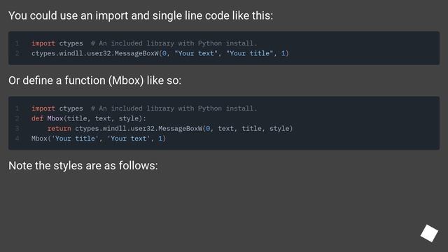 How can I create a simple message box in Python? смотреть онлайн