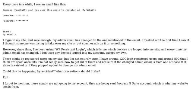 Wordpress: Why does my admin email address keep changing to something random? смотреть онлайн