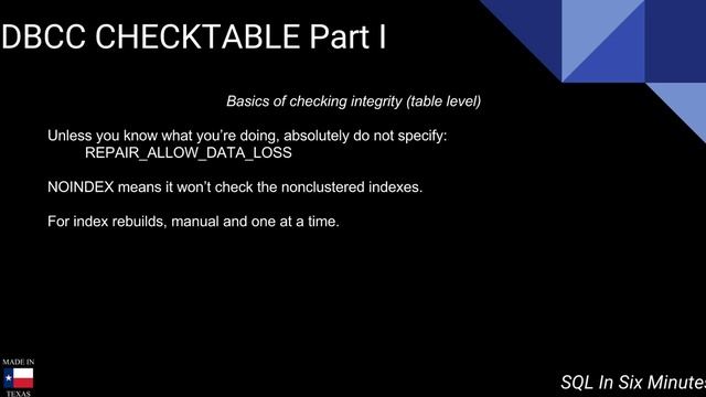 DBCC CHECKTABLE Part I смотреть онлайн