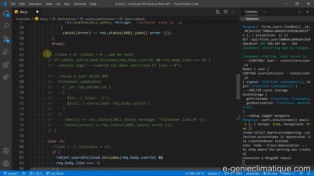 JavaScript194-Node.js-Web API-Modifier le controller du like et dislike et y mettre un switch() cas смотреть онлайн