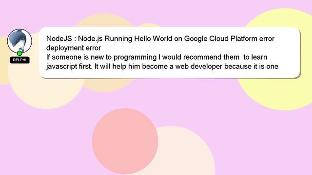 NodeJS : Node.js Running Hello World on Google Cloud Platform error deployment error смотреть онлайн