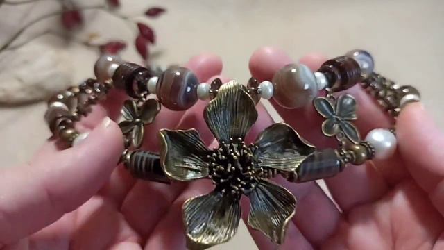 Колье, серьги и браслет! Комплект "Ноябрь" #collar #кольеручнойработы смотреть онлайн