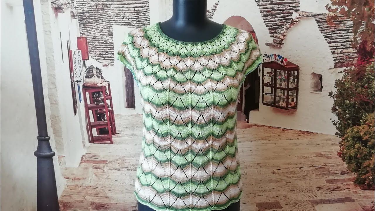 Кофточка с круглой кокеткой спицами. Продолжение процесса. смотреть онлайн