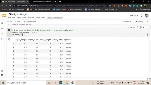 Importing Iris Dataset using seaborn || NULL values || head, sample, description || Part-4|| ML смотреть онлайн