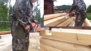 как запиливаем и монтируем профилированный брус, фасад под бревно. Небольшой видео урок.