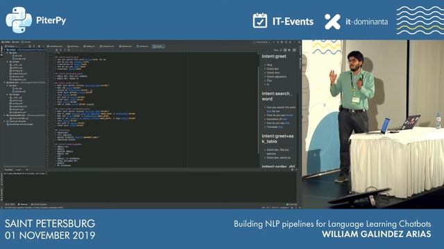[ENG] William Galindez Arias: Building NLP pipelines for Language Learning Chatbots / #PiterPy смотреть онлайн