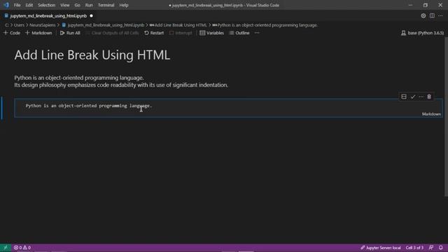Jupyter Notebook | Markdown | How to Add A Line Break Using HTML Tags смотреть онлайн