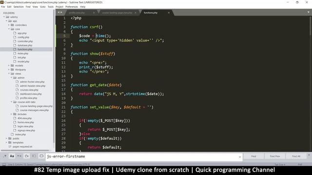 #82 Temp image upload fix | Udemy clone from scratch in php | Quick programming tutorial смотреть онлайн