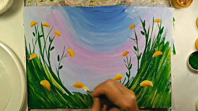 Как быстро и красиво нарисовать полевые цветы. смотреть онлайн