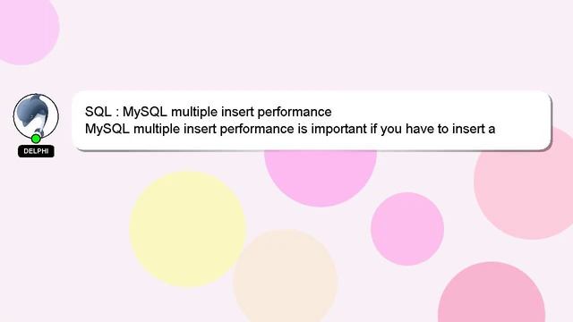 SQL : MySQL multiple insert performance смотреть онлайн