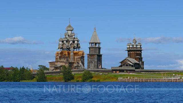 old russian wooden architecture on Kizhi island in Karelia, 4k смотреть онлайн