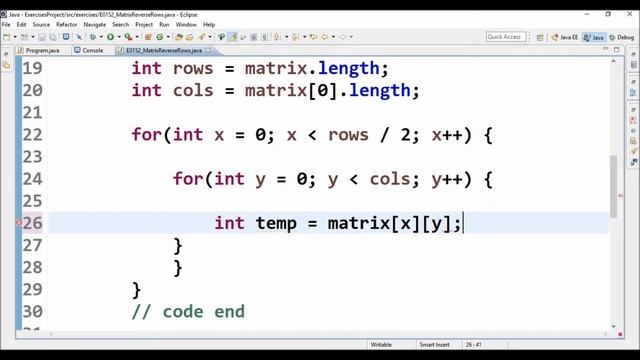 matrix reverse rows in java смотреть онлайн
