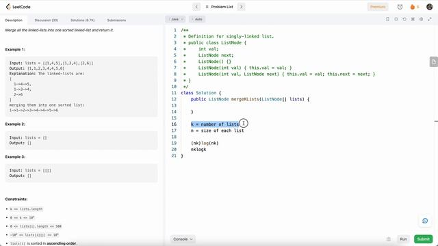 Leetcode 23 Merge k Sorted Lists (Java) смотреть онлайн