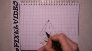 3D как научиться рисовать шестиугольную пирамиду по клеточкам #pixelvideo