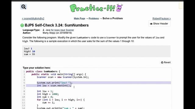 Java Practice It || 3.24 SumNumbers || Input, Scanner, for loops смотреть онлайн