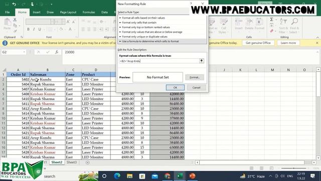 Conditional formatting with new rule in Excel | BPA Educators | Excel 2019 смотреть онлайн