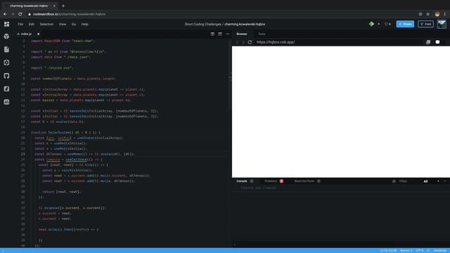 Simulating the Solar system using Tensorflow.js, React, and physical equations смотреть онлайн