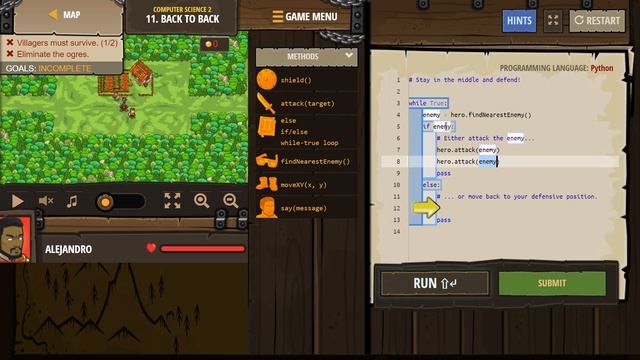 CodeCombat Level 11 Python Computer Science 2 Tutorial with Answers смотреть онлайн