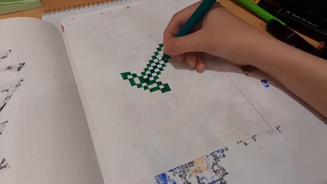 Как нарисовать меч из майнкрафта по клеточкам